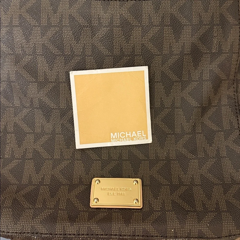 Michael Kors Brown Monogram Crossbody Bag with Gold Hardware Classic - Picture 13 of 16